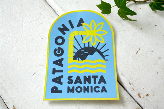 パタゴニア・patagonia サンタモニカ SANTA MONICA カリフォルニア ステッカー 水色ベース×イエロー