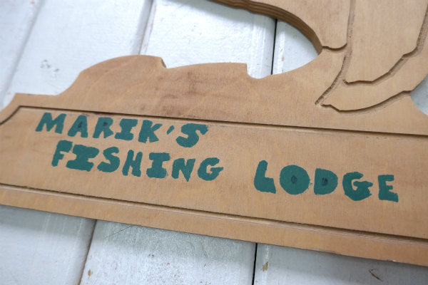 MARIK'S FISHING LODGE 木製 ヴィンテージ ウッドサイン 看板 ハンドメイド フィッシング 魚釣り