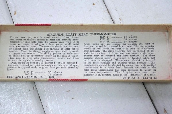 Airguide Roast Meat Thermometer 箱付き 50's ヴィンテージ 肉用 温度計 サーモメーター USA キッチン雑貨