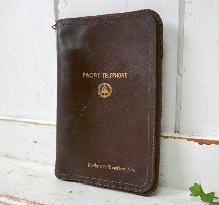 BELL SYSTEM PACIFIC TELEPHONE ベルシステム 電話会社 レザー製 アドバタイジング ヴィンテージ リングファイル 手帳 TALONジップ
