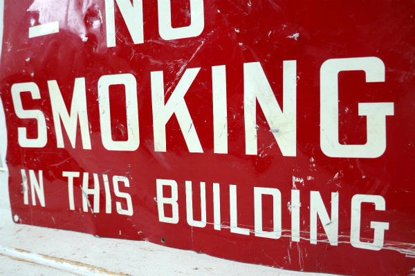 NO SMOKING IN THIS BUILDING 禁煙 スチール製 ヴィンテージ サイン 看板 ディスプレイ USA