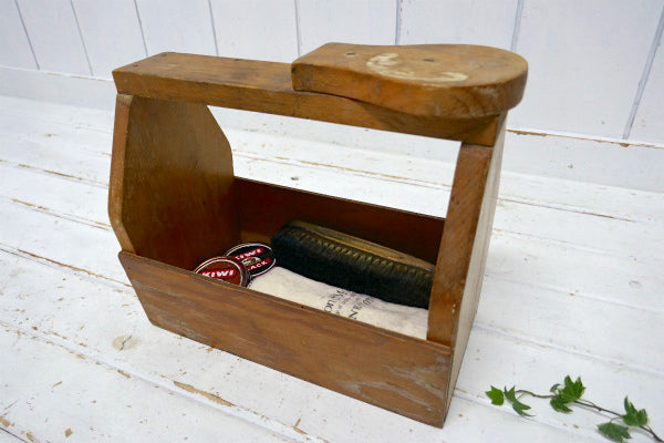 ジョンストン＆マーフィー OLD 木製 ビンテージ 靴磨き ボックス 道具入れ シューケアボックス シューシャイン ツールケース USA