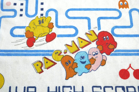 パックマン PAC-MAN ナムコ ゲーム 80年代 アメリカ製 ヴィンテージ ユーズドシーツ ハーフサイズ