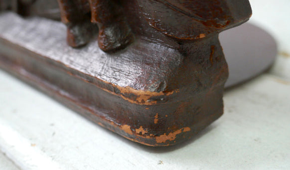 1940's 子鹿 バンビ Syroco Wood 彫刻 アンティーク ブックエンド 本立て ミッドセンチュリー モダン