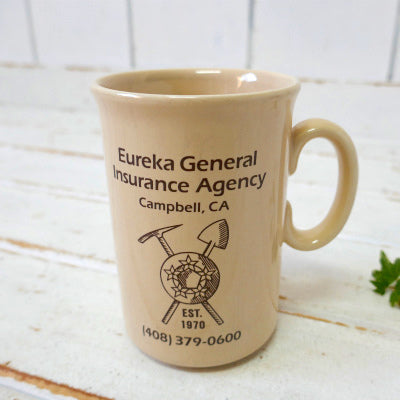 1970年代 Eureka General Insurance Agency カリフォルニア州 保険会社 セラミック製 ヴィンテージ マグカップ コーヒーマグ アドバタイジング