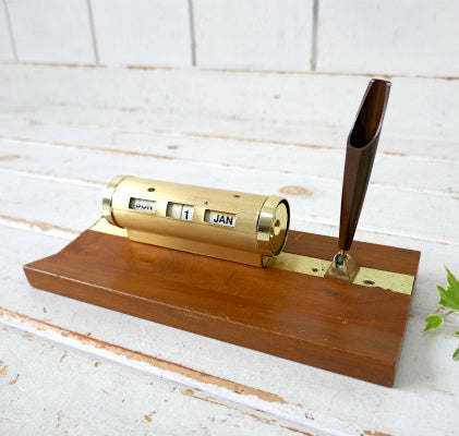 PARK SHERMAN パークシャーマン 木製×ゴールドメタル製 ヴィンテージ デスクカレンダー 卓上カレンダー ミッドセンチュリー USA