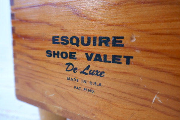 ESQUIRE SHOE 木製 脚付き ヴィンテージ 靴磨きボックス シューケアボックス 道具入れ USA