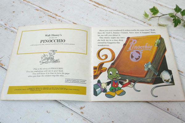 ピノキオ Pinocchio ディズニー レコード付き 70's ヴィンテージ 絵本 ピクチャーブック USA