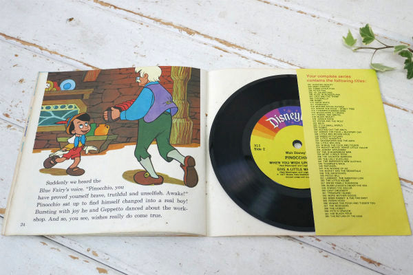 ピノキオ Pinocchio ディズニー レコード付き 70's ヴィンテージ 絵本 ピクチャーブック USA