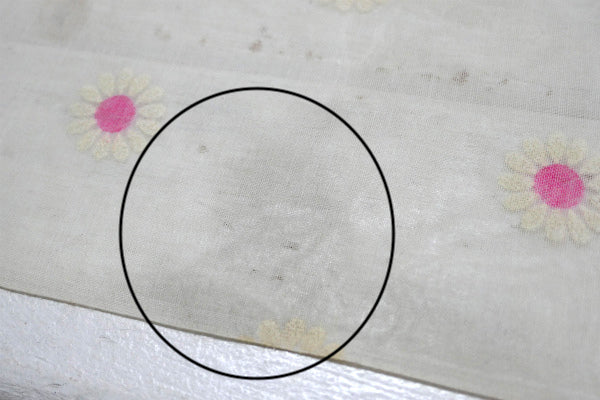 レトロポップ ピンク×ホワイト 花柄 シースルー素材 デッドストック ヴィンテージ ファブリック 生地 ハンドメイド 手芸 USA