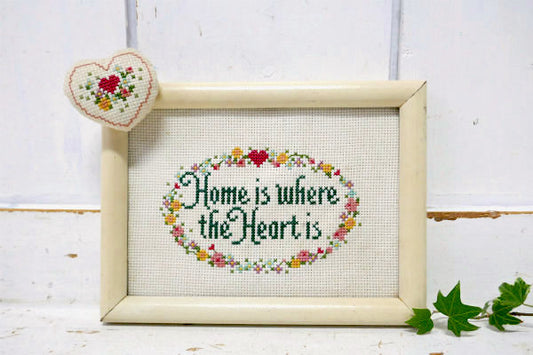 Home is where the heart is 木製 刺繍フレーム カントリー ヴィンテージ サンプラー インテリア ナチュラル USA