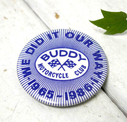 オートバイ バイク 1965-1986s BUDDY MOTORCYCLE CLUB モーターサイクル・クラブ・ヴィンテージ・缶バッジ