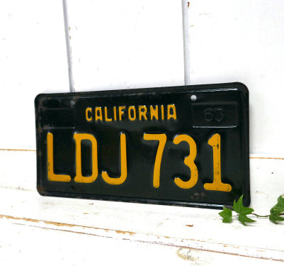 CALIFORNIA LDJ 731 アメリカ カリフォルニア州 1963s  ヴィンテージ ナンバープレート USA 看板