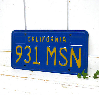 1969's~ アメリカ カリフォルニア州 CALIFORNIA 931 MSN 青色 ヴィンテージ ナンバープレート USA 看板