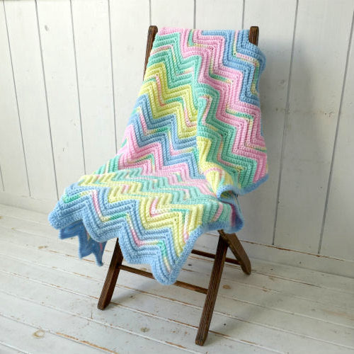 パステルカラー 手編みニット ヴィンテージ ブランケット ひざ掛け ベビーブランケット ハンドメイド USA