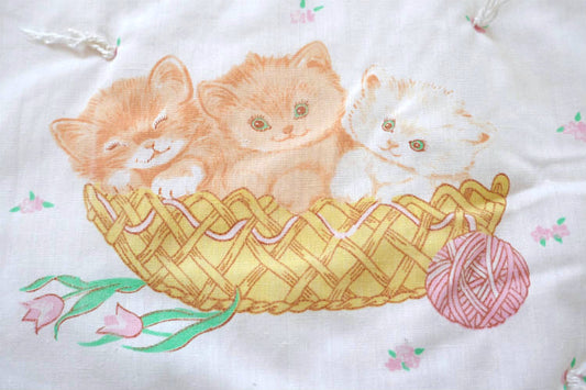 子猫 ネコ ねこ 小花柄 ヴィンテージ ベビーマット ベビーブランケット ブランケット 布団 子供 USA