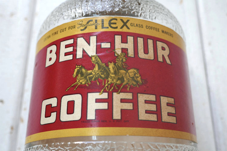 BEN-HUR COFFEE ベンハー コーヒー 40's ヴィンテージ コーヒージャー OLD ガラスジャー ガラス容器 ガラス瓶 USA