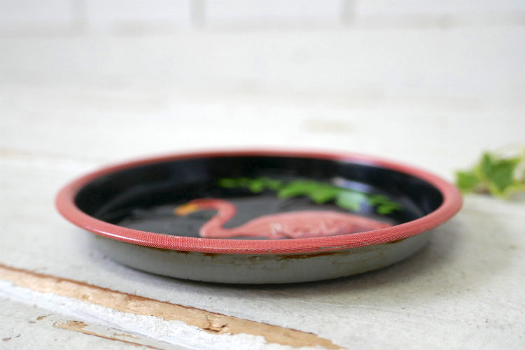 フラミンゴ ミッドセンチュリー メタル製 1940~50's ヴィンテージ コースター 3枚セット USA