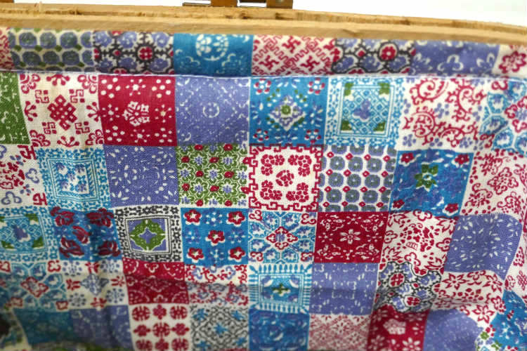 USA 木製 ヴィンテージ バスケット カゴバッグ ウッドバスケット ハンドバッグ ピクニック キャンプ 裁縫箱