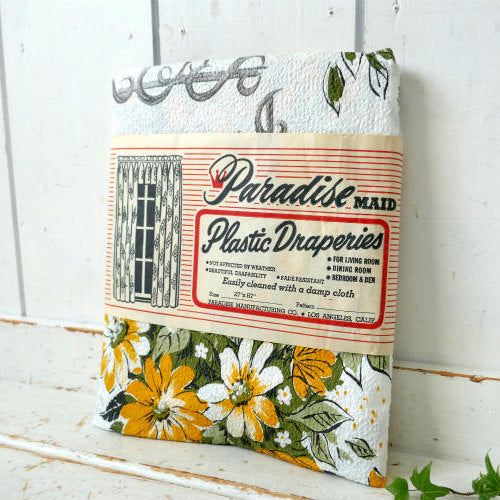 Paradise Mfg Co CALIF 花柄 レトロ デッドストック ヴィンテージ カーテン クロス USA イエロー