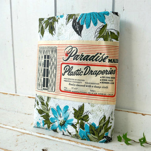 aradise Mfg Co CALIF ミッドセンチュリー 花柄 レトロ デッドストック 1950's ヴィンテージ カーテン クロス USA ターコイズブルー
