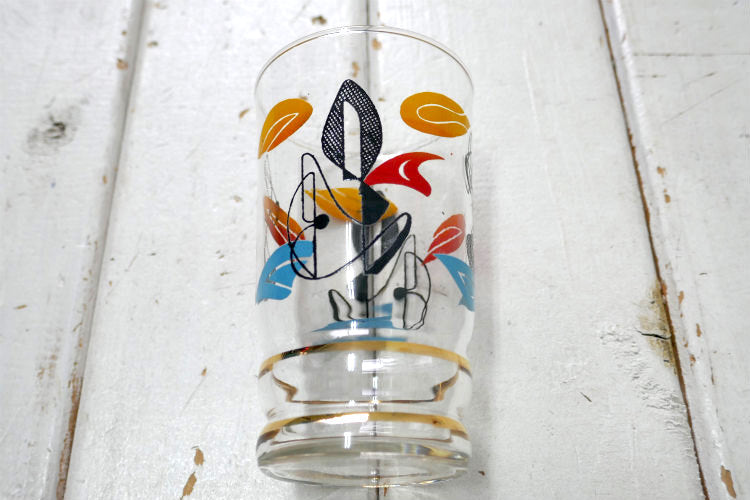 アトミック アブストラクト カラフル 50's ヴィンテージ グラス タンブラー ガラスコップ 食器 USA