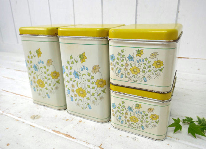 CHEINCO 花柄 フラワー ティン製 70's ヴィンテージ キャニスター ティン缶 ブリキ缶 USA ③