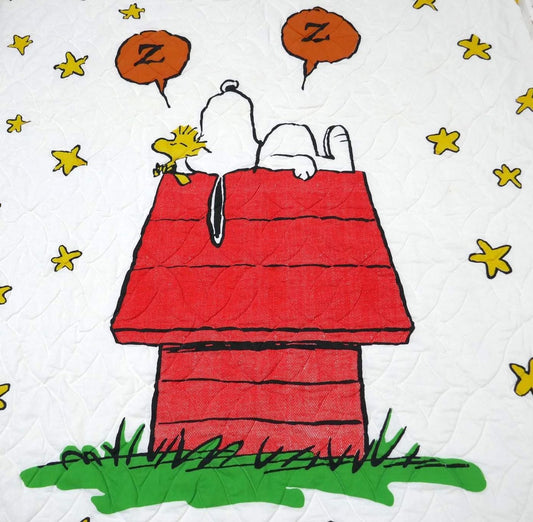 スヌーピー ウッドストック 夜空 星 月 キルティング ヴィンテージ ベッドスプレッド ベッドカバー 大判サイズ USA