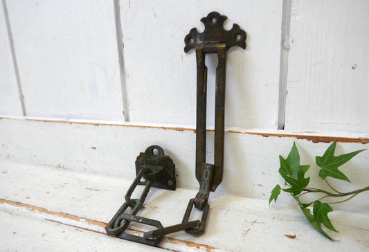 ヴィクトリアデザイン ブロンズ製 OLD アンティーク ドアチェーン チェーンロック 防犯補助金具 USA