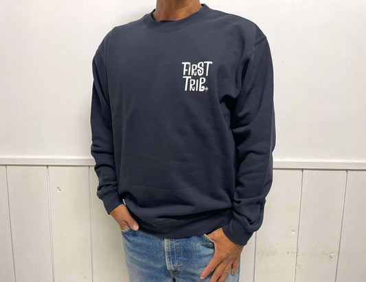 First Trip ファーストトリップ スマイル&キノコ 60's デザイン ネイビー オリジナル クルーネック スウェット トレーナー アパレル