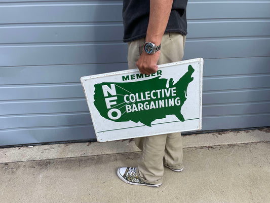 NFO COLLECTIVE BARGAINING アメリカ合衆国 地図 1955年〜米国 全国農業組織 ヴィンテージ ブリキサイン 看板 USA