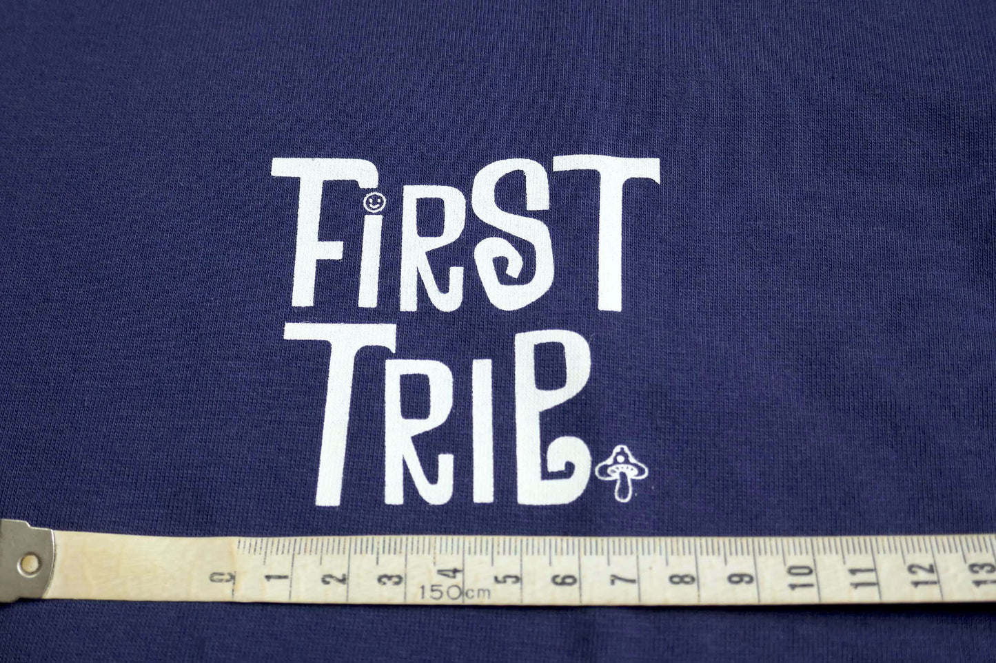 First Trip ファーストトリップ スマイリーフェイス＆キノコ 60's デザイン インディゴ オリジナル Tシャツ 新品 アパレル