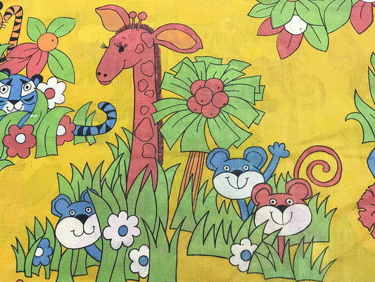 CANNON社 動物 アニマル ジャングル柄 70's ヴィンテージ ユーズドシーツ(ボックスタイプ) USA