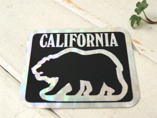 CALIFORNIA カリフォルニア USA グリズリー ビンテージ ラメ ピカピカ 黒 シルバー ステッカー