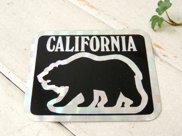 CALIFORNIA カリフォルニア USA グリズリー ビンテージ ラメ ピカピカ 黒 シルバー ステッカー