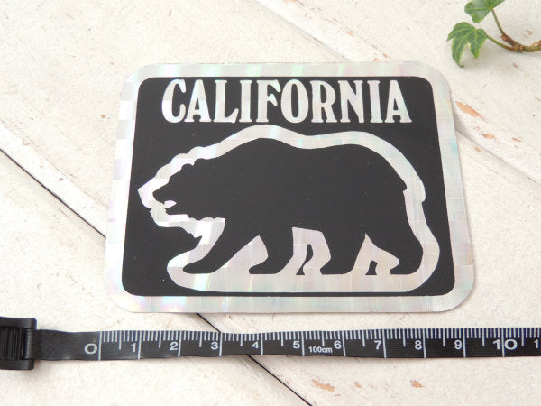 CALIFORNIA カリフォルニア USA グリズリー ビンテージ ラメ ピカピカ 黒 シルバー ステッカー
