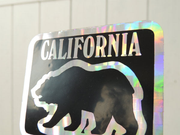 CALIFORNIA カリフォルニア USA グリズリー ビンテージ ラメ ピカピカ 黒 シルバー ステッカー