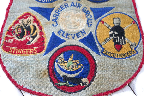 1952y USN CVG-11 アメリカ海軍 CARRIER AIR GROUP ELEVEN 第11空母航空団 ヴィンテージ ミリタリー OLD ジャケットパッチ ワッペン 刺繍 USA