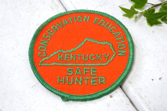 CONSERVATION EDUCATION KENTUCKY SAFE HUNTER ケンタッキー 地図 デッドッストック ヴィンテージ ワッペン 刺繍 USA