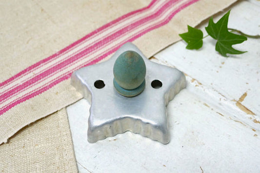 星 スター ミントグリーン 木製ハンドル アルミ 1940's 1950's ヴィンテージ クッキーカッター 菓子型 クッキー型 USA