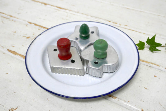 星 スター スペード ダイヤ 木製ハンドル アルミ 1940's ヴィンテージ クッキーカッター 菓子型 クッキー型 3個セット USA