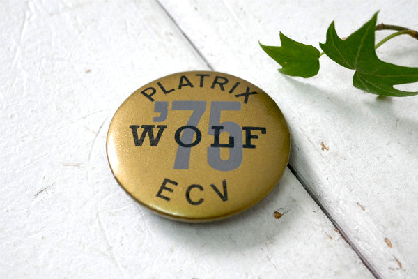 WOLF 1975's PLATRIX ECV ヴィンテージ 缶バッジ デッドストック 音楽 バンド ミュージック USA