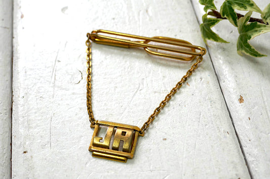 SWANK スワンク JA ゴールドトーン 英字 イニシャル ヴィンテージ USA タイピン タイバー アクセサリー