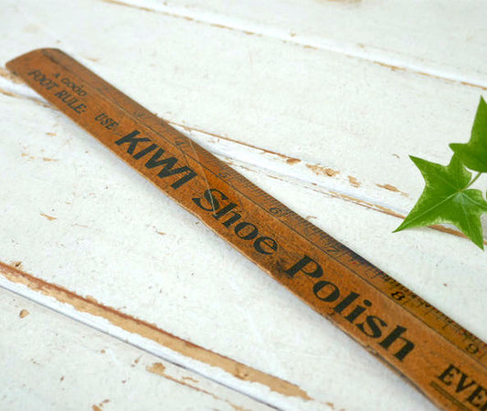 KIWI Shoe Polish キィウイ シューポリッシュ アドバタイジング 20's アンティーク 定規 ルーラー ものさし USA