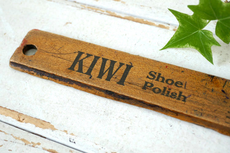 KIWI Shoe Polish キィウイ シューポリッシュ アドバタイジング 20's アンティーク 定規 ルーラー ものさし USA
