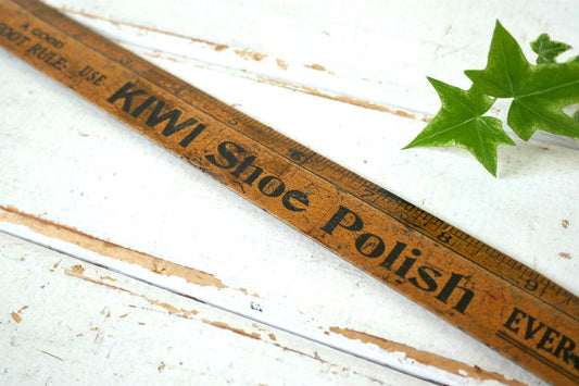 希少価値 KIWI Shoe Polish キィウイ シューポリッシュ アドバタイジング 20's アンティーク 定規 ルーラー ジャンクものさし USA