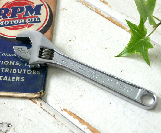 4IN-100mm クレセント Crestoloy ヴィンテージ 工具 モンキーレンチ・レンチ・アジャスターレンチ USA DIY
