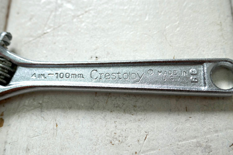 4IN-100mm クレセント Crestoloy ヴィンテージ 工具 モンキーレンチ・レンチ・アジャスターレンチ USA DIY