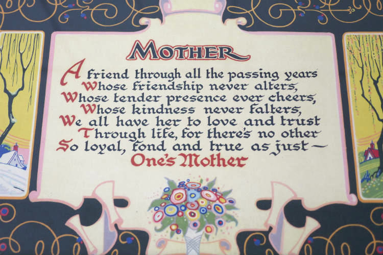 1920~1930年代 MOTHER Buzza motto 母 モットー ポエム 木製フレーム アンティーク  壁飾り ウォールデコ インテリア USA