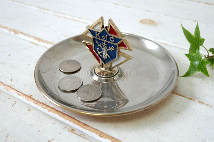 Knights of Columbus コロンブスの騎士団 クロム製 ヴィンテージ 灰皿 アシュトレイ 小物入れ USA